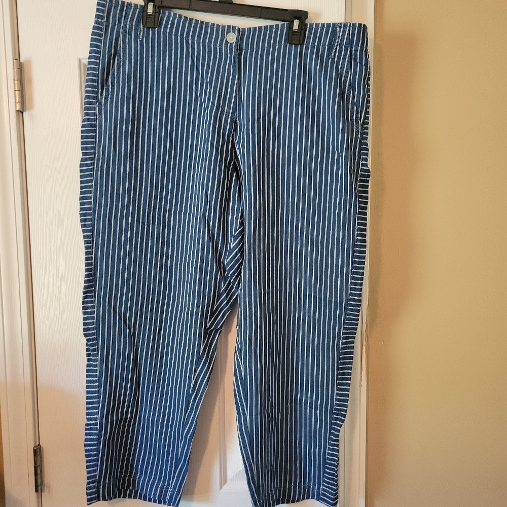 Tommy bahama fresco stripe indigo crop pants sz XL
